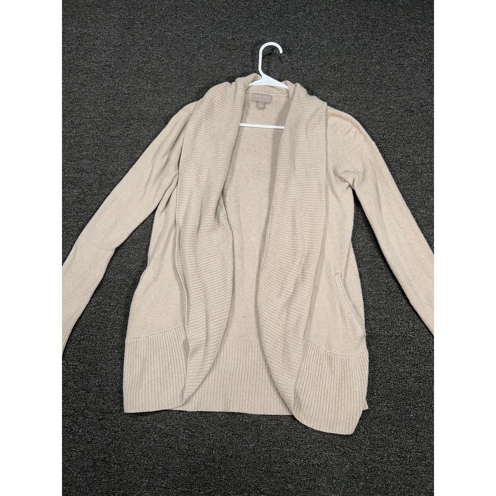 Barefoot Dreams Cozychic Lite Cardigan Sweater Women's Medium Beige Open Comfy